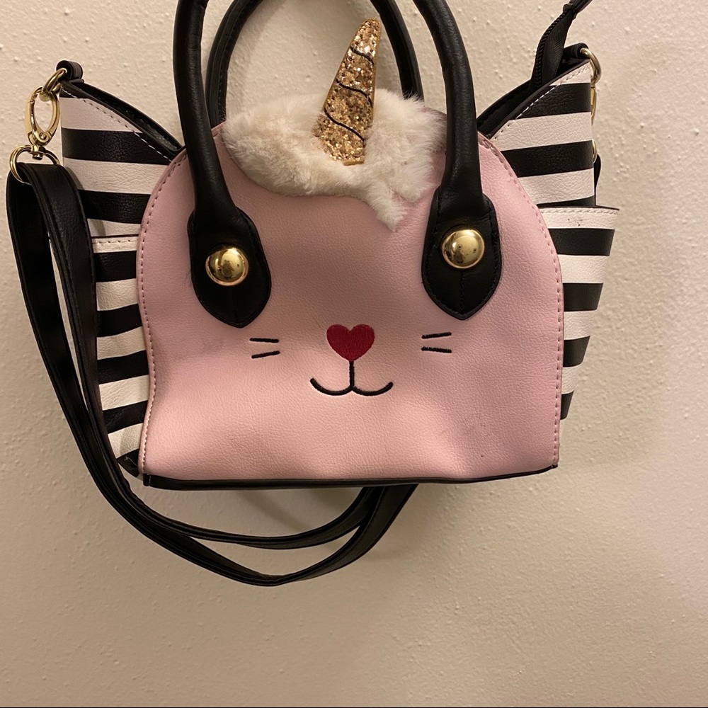 Betsey Johnson Pink & Black Unicorn Purse